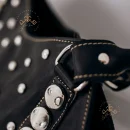 Black Shoulder leather Bag with Rivets
