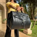 Black Handmade Genuine Leather travel Bag