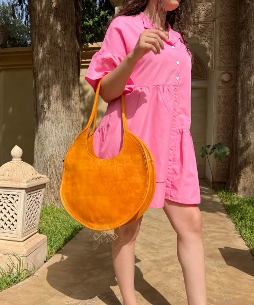 Havana Soft Large Round Leather Shoulder Bag