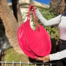 Pink Stylish Circle Leather Handbag for Modern Women