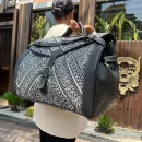 handmade black leather Carpet travel bag