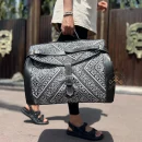 handmade black leather Carpet travel bag