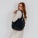 Black Shoulder leather Bag with Rivets