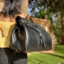 Black Handmade Genuine Leather travel Bag