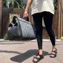 handmade black leather Carpet travel bag