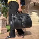 Black Handmade Genuine Leather travel Bag
