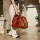 Large Kilim Travel Bag With Original Brown Leather