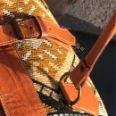 Brown Kilim Travel Bag with green Carpet Design