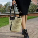 Handwoven Basket Crafted with Genuine Leather Handle