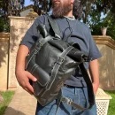 Black Roll Top Leather Backpack for men & women