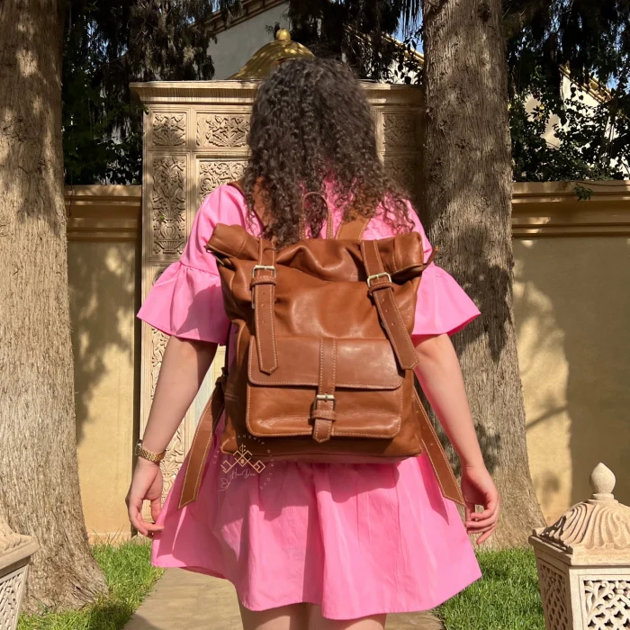 Set Of Original Roll Top Leather Backpack - Image 2