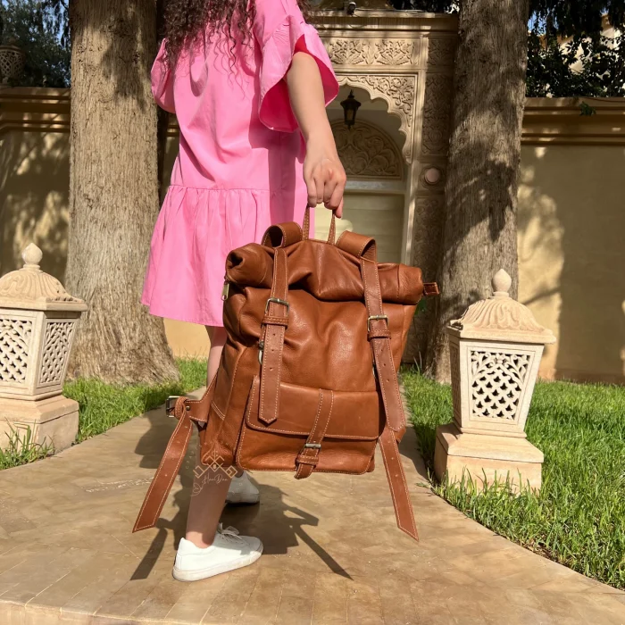 Set Of Original Roll Top Leather Backpack - Image 9