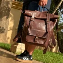 Set Of Original Roll Top Leather Backpack