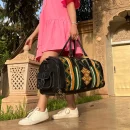 Handmade Green Carpet leather Travel Bag