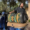 Handmade Green Carpet leather Travel Bag
