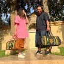 Handmade Green Carpet leather Travel Bag
