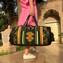 Handmade Green Carpet leather Travel Bag