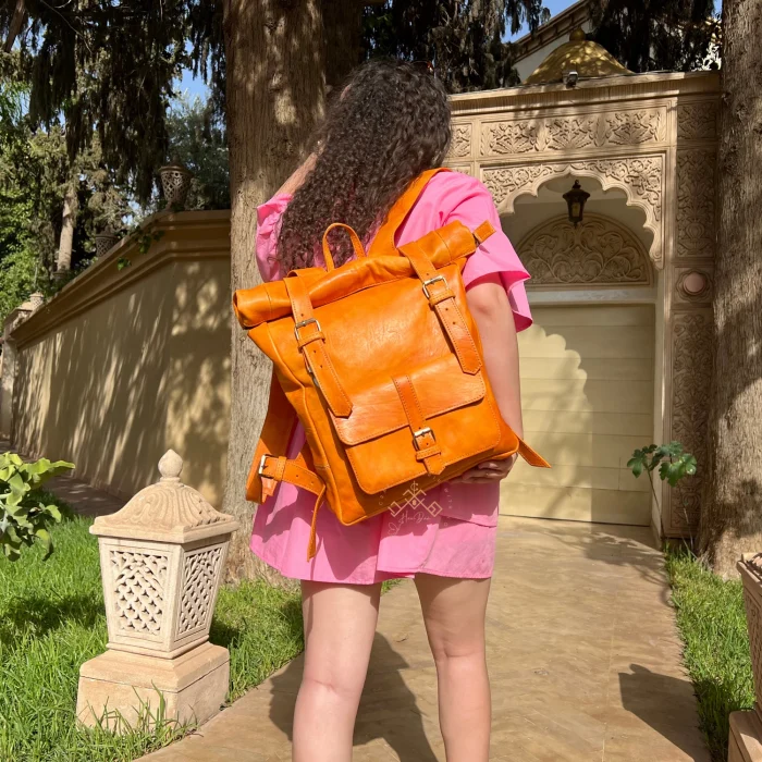 Set Of Original Roll Top Leather Backpack - Image 4
