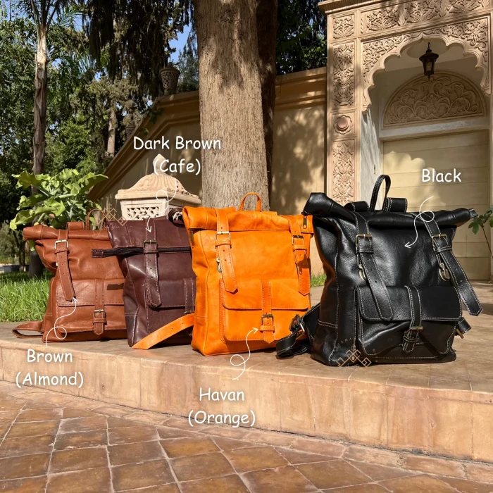 Set Of Original Roll Top Leather Backpack - Image 8