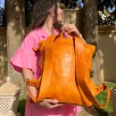 Set Of Original Roll Top Leather Backpack
