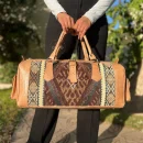 Natural Leather Travel Bag with Brown Carpet