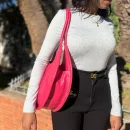 Pink Stylish Circle Leather Handbag for Modern Women