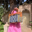 Brown Carpet Leather Handbag for Women