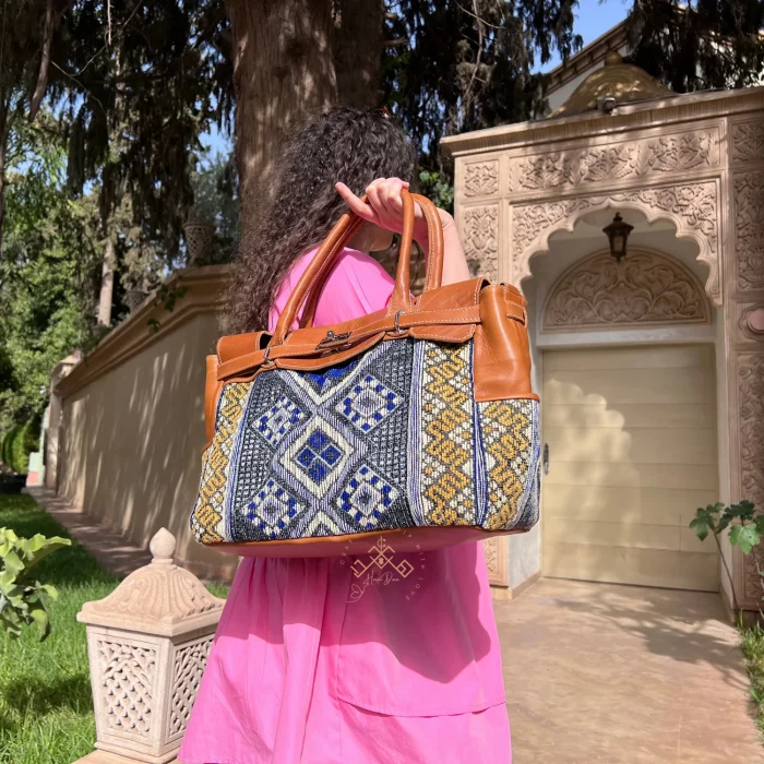 Brown Carpet Leather Handbag for Women - Image 2