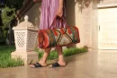 Chic Kilim Travel Bag with green Carpet Design