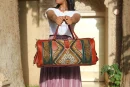 Chic Kilim Travel Bag with green Carpet Design