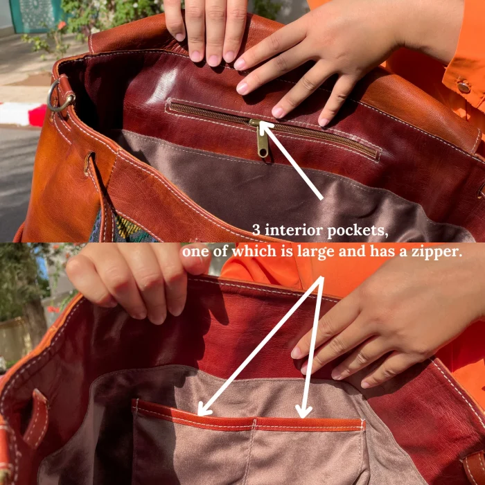Green carpet Leather bag for Women - Image 9