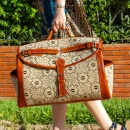 Large Brown Kilim Travel leather Bag