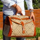 Large Brown Kilim Travel leather Bag