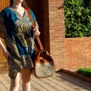 Large Brown Kilim Travel leather Bag