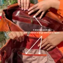 Moroccan Leather Kilim Handbag - Boho Red Carpet Tote Bag