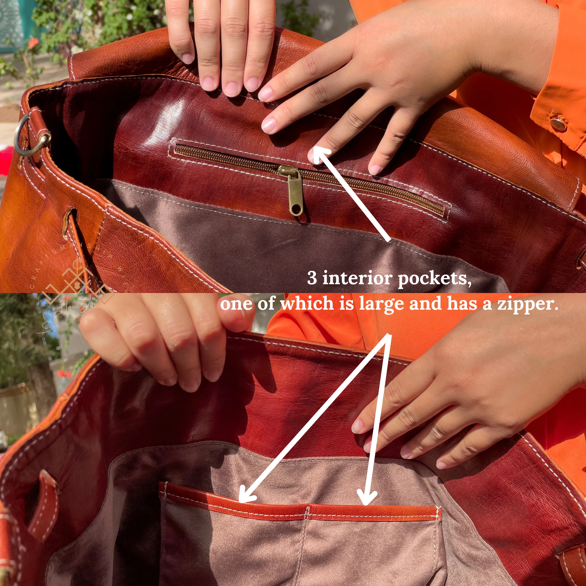 Moroccan Leather Kilim Handbag - Boho Red Carpet Tote Bag - Image 7
