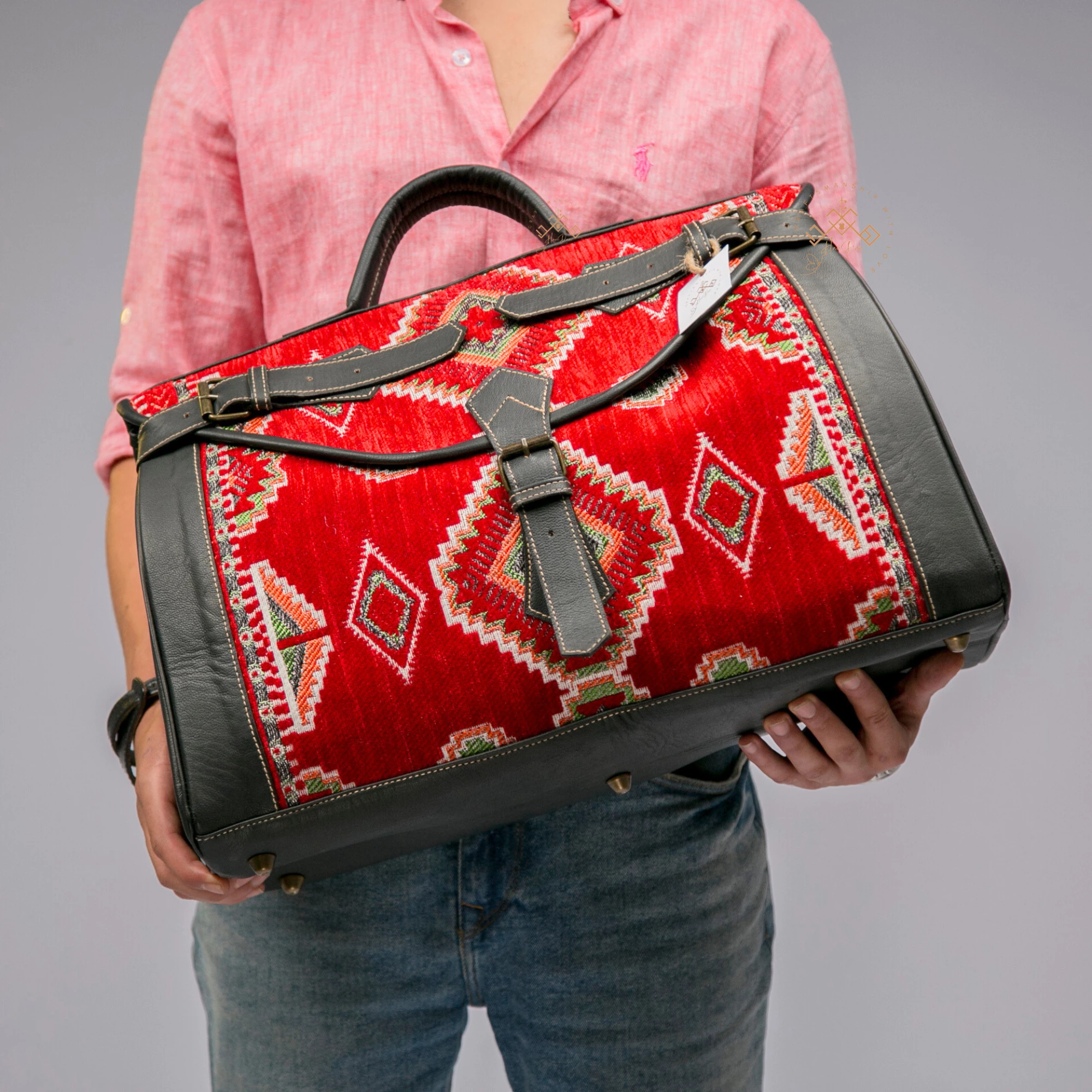 Luxury Black Leather Duffel - Red Carpet Travel Bags