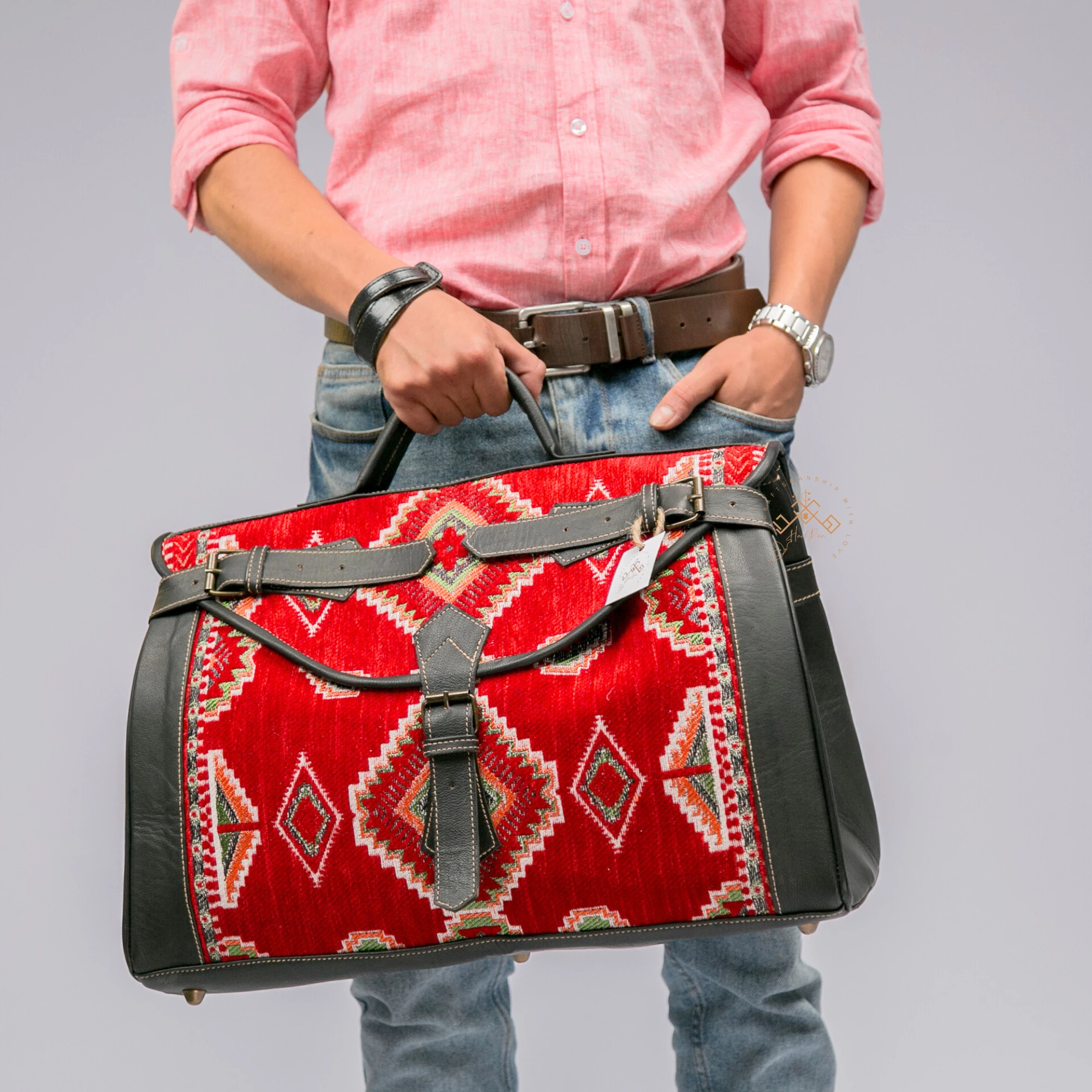 Luxury Black Leather Duffel - Red Carpet Travel Bags - Image 5