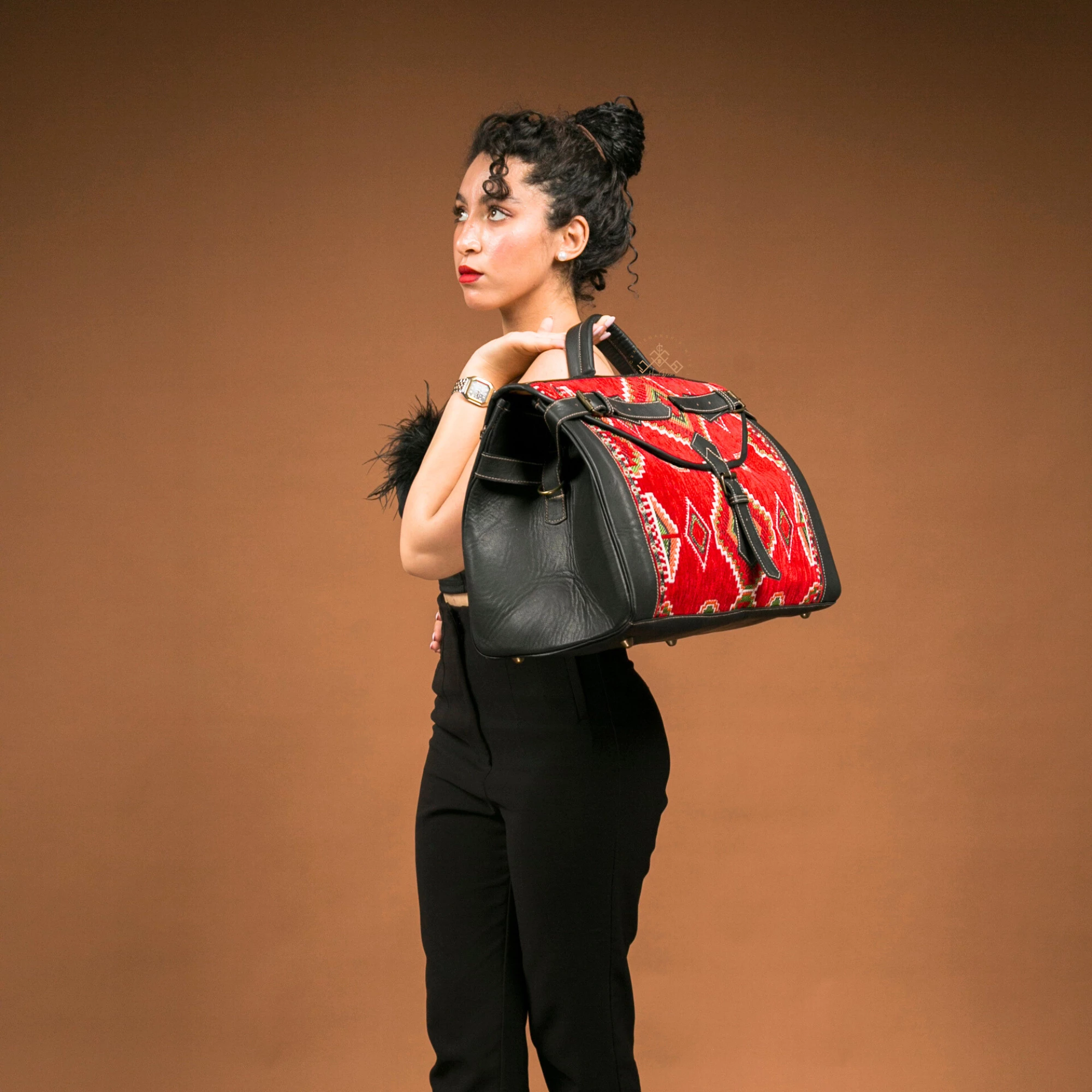 Luxury Black Leather Duffel - Red Carpet Travel Bags - Image 6